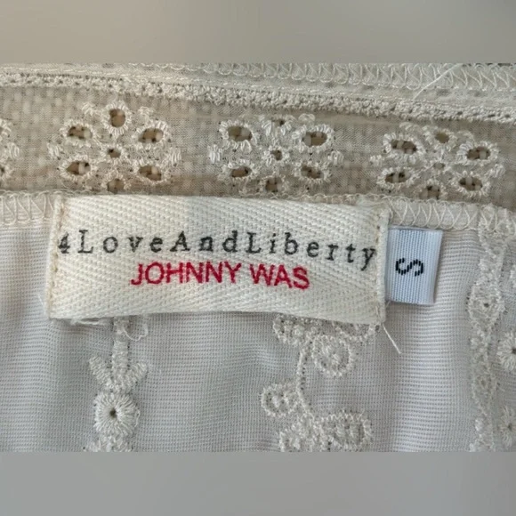 4 Love and Liberty Johnny Was Tie Cropped Jacket Nude Pink Velvet Eyelet Lace S - Picture 6 of 7